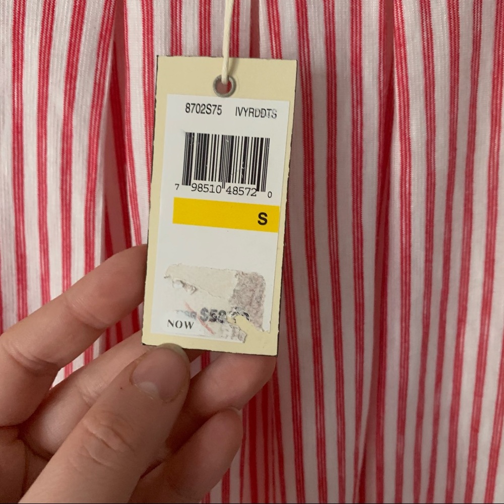 NWT Max Studio | Red & White Ruffle Sleeve Top - Picture 5 of 9